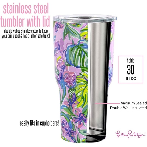 Lilly Pulitzer Stainless Steel Insulated Tumbler Lid Mermaid in the Shade 30 oz - Picture 7 of 8